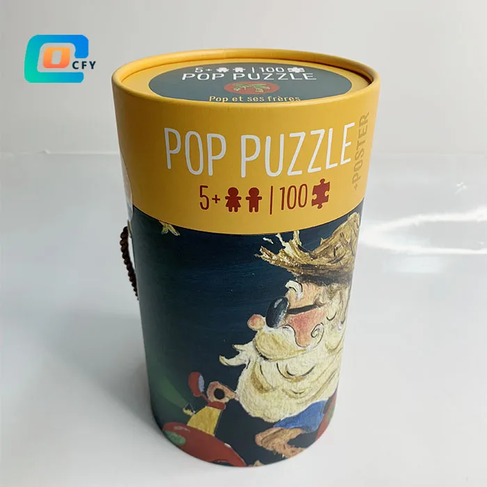 Custom wholesale 100 pieces Jigsaw puzzle round tubes Personalized paper kids puzzles in cylinder Factory OEM ODM toy puzzle