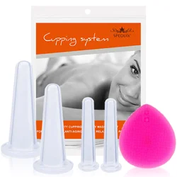 4 pcs Vacuum Cupping Massage Silicone For Face Massage Cans Anti Cellulite Face Massager Cupping Set Family Vacuum Jars Cups