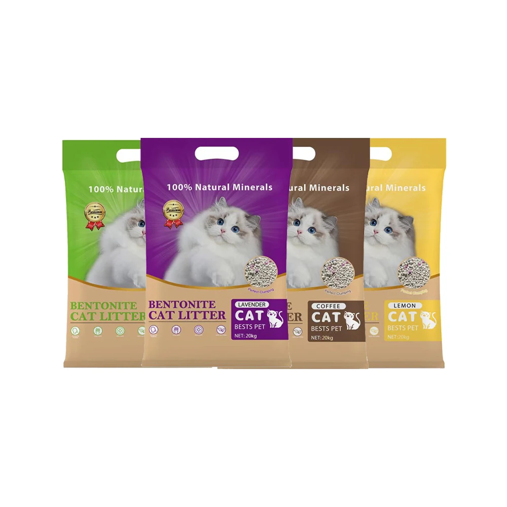 Hot Selling Ball Shaped Bentonite Cat Sand Strong Clumping Sustainable Natural Lavender Baby Powder Bentonite&Tofu/Tofu