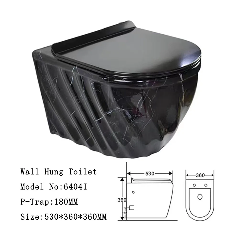 Sanitary Ware Wall Hung Closet Bathroom Toilet Bowl Wall Mounted Ceramic New Design Popular Black Wall Hung Toilet