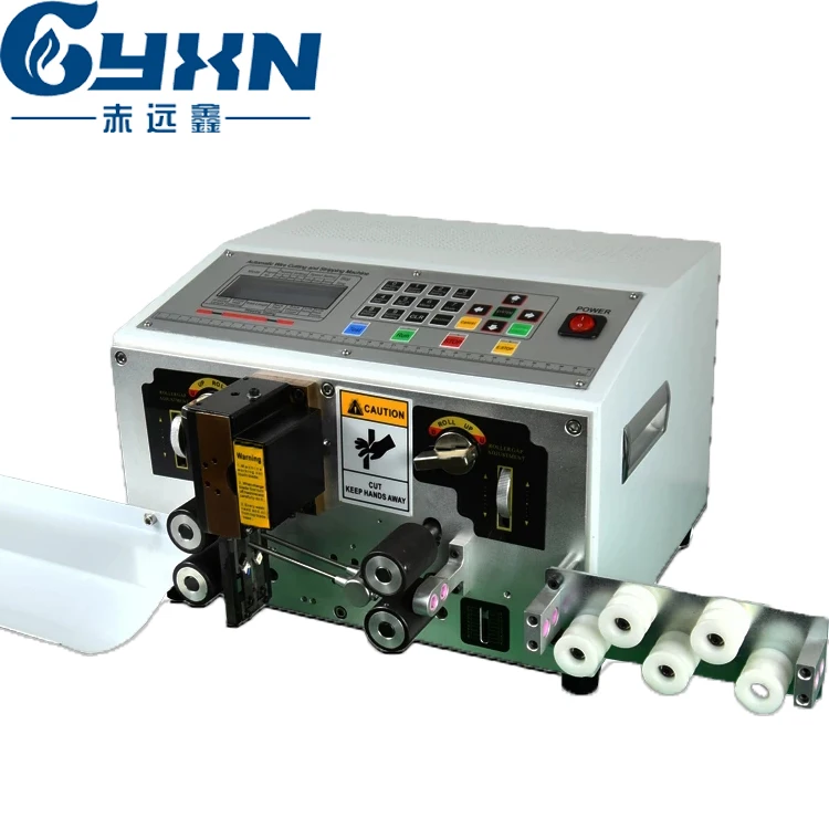 Automatic single/dual core flat cable wire cutting stripper machine