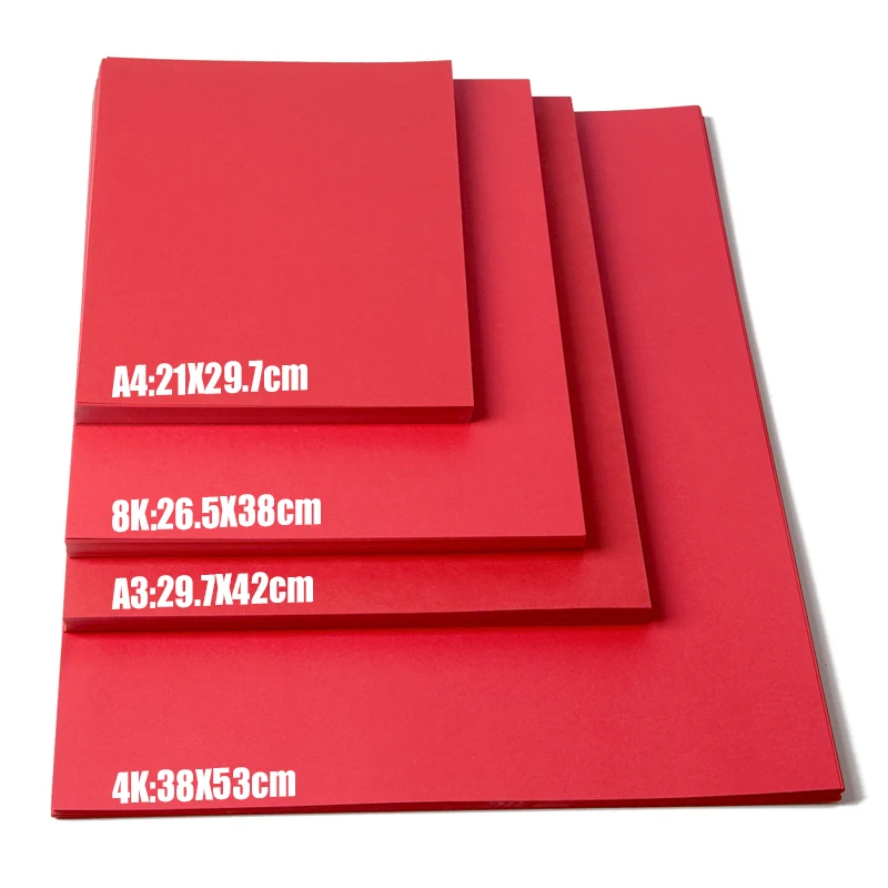 A4 A3 8K 4K 787*1092mm Red Color Paper Cardboard Paper DIY  Coloured Handcraft Paper