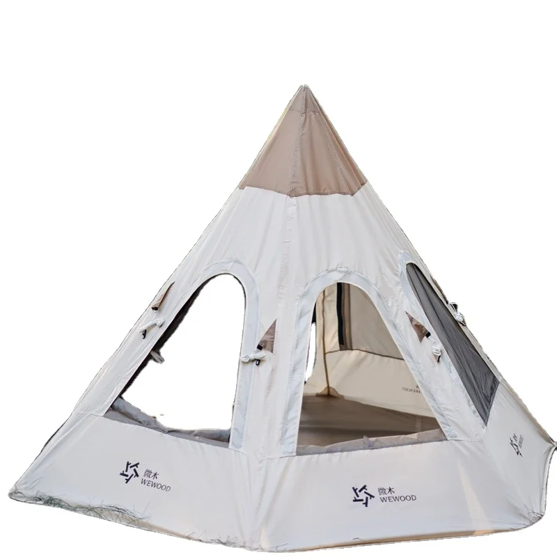 Factory Price 3-4 Person Outdoor Tent Breathable Pyramid Tent Waterproof Camping Indian Teepee Tent