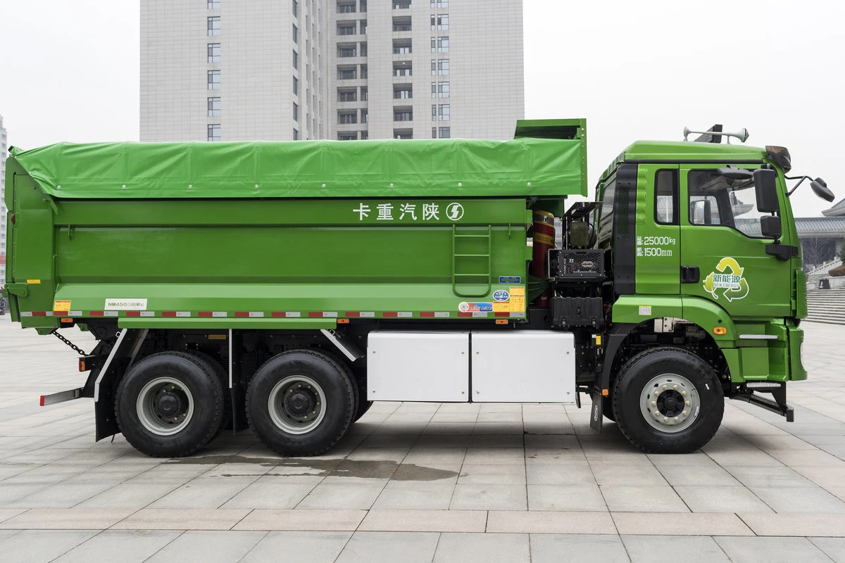 Pure electric lithium iron phosphate battery 6x4 half row 2 seats 340hp 10 wheeler 12.00r20 tyres 25 ton heavy duty dump truck
