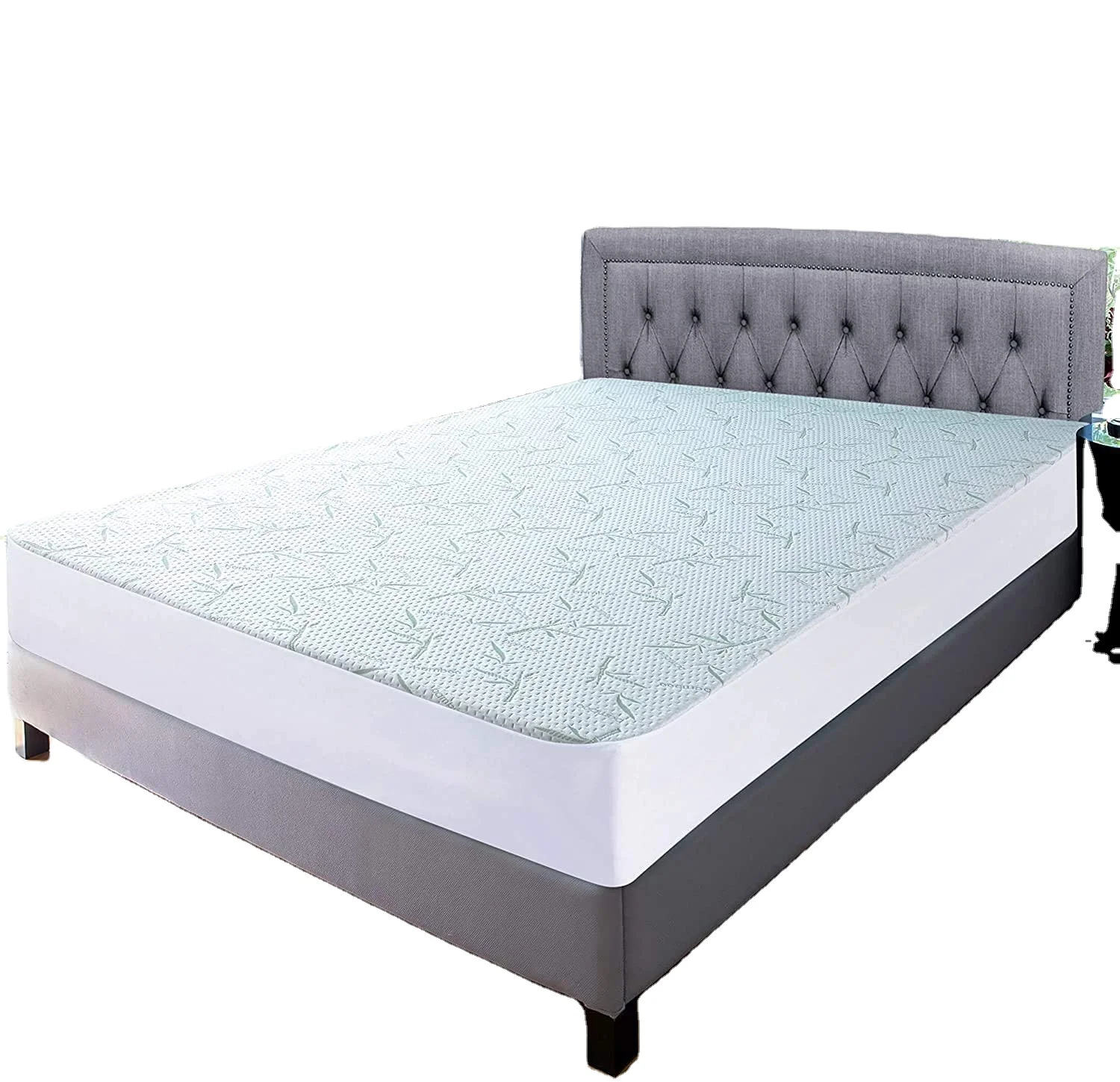 Anti-Dust mite Waterproof & Cooling soft 3D Air Bamboo Fabric Mattress pad cover