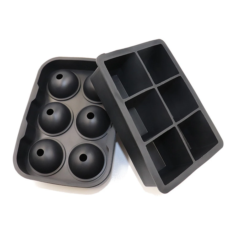  Round square ice cube mold Food silicone Large-capacity 6-hole 6-ball