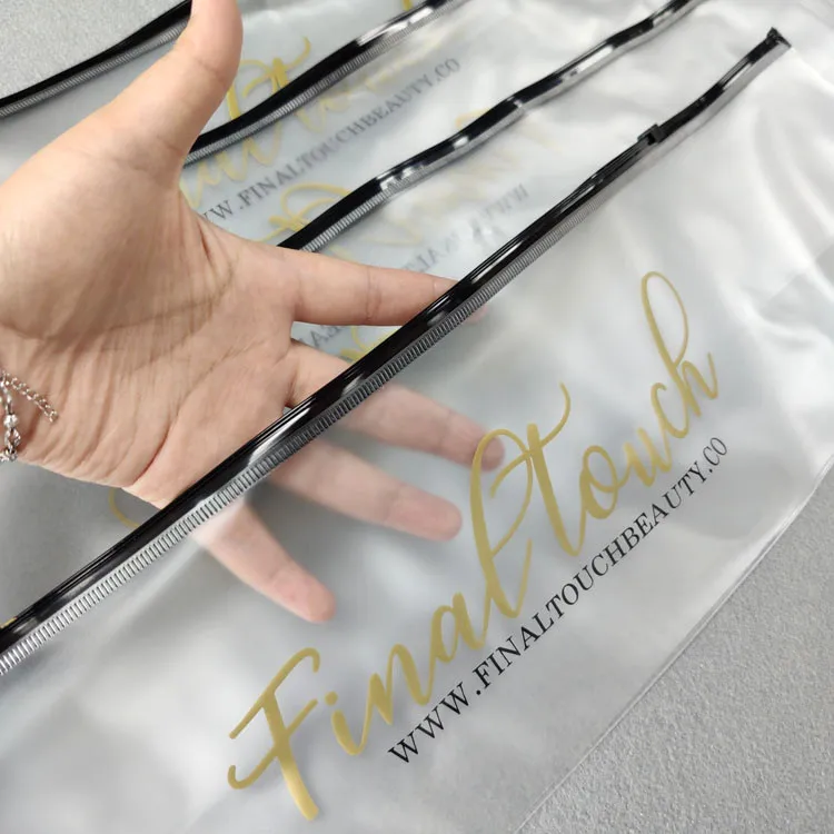 Biodegradable wig plastic packaging poly bag frosted zip lock hair extension bags