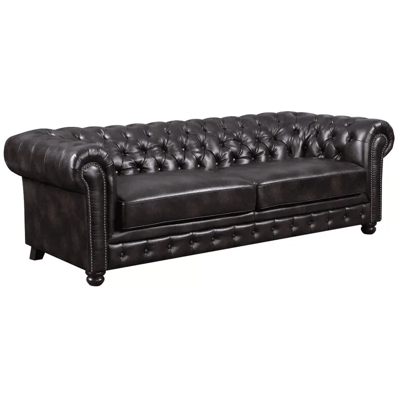 
Chesterfield sofa set living room furniture American style 3 seater dark brown modern sofa 