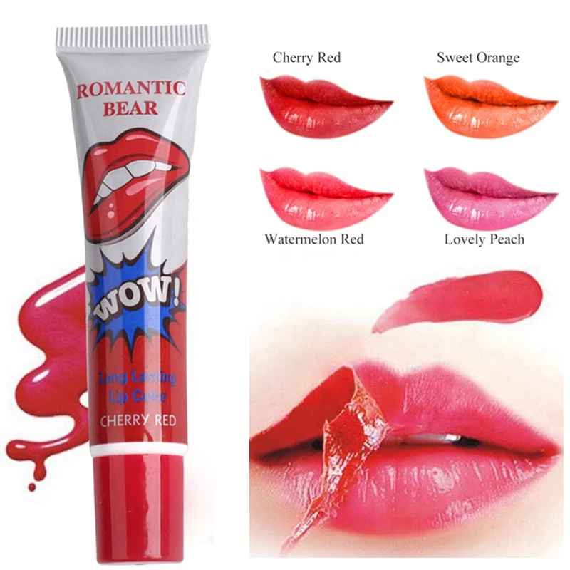 Romantic Bear 6 Colors Peel Off Lipstick Magic Matte Sexy Red Make Up Long lasting Lip Gloss Beauty Wow Lip Stick