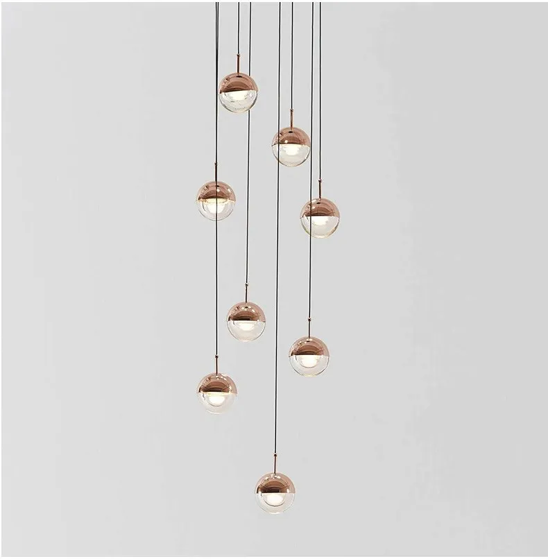 Zhongshan creative store shop small single rose gold metal round globe ball shape acrylic luminaire led chandelier pendant light