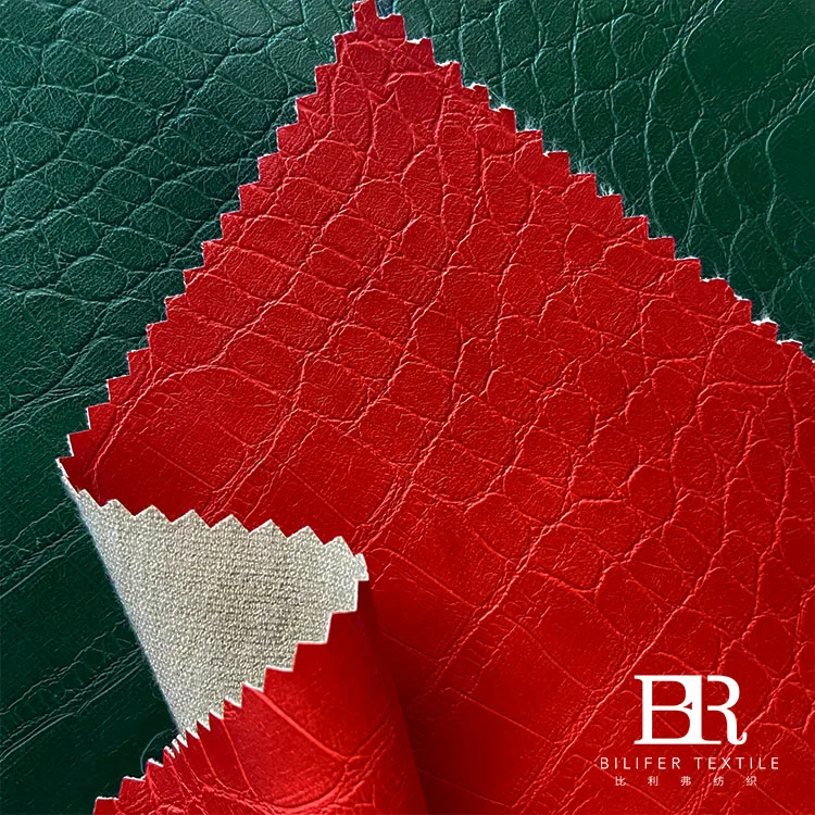 Custom crocodile embossed PU synthetic leather faux leather clothing leather fabric for jacket