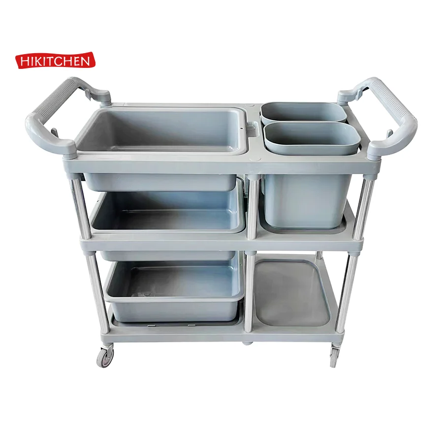 Disassembly Five Bucket Storage Restaurant Dish Collect Kitchen Serving Trolley For Hotel & Restaurants Equipment