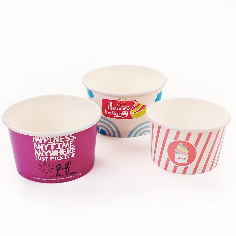 Custom printed disposable Ice Cream Paper  Packaging Container