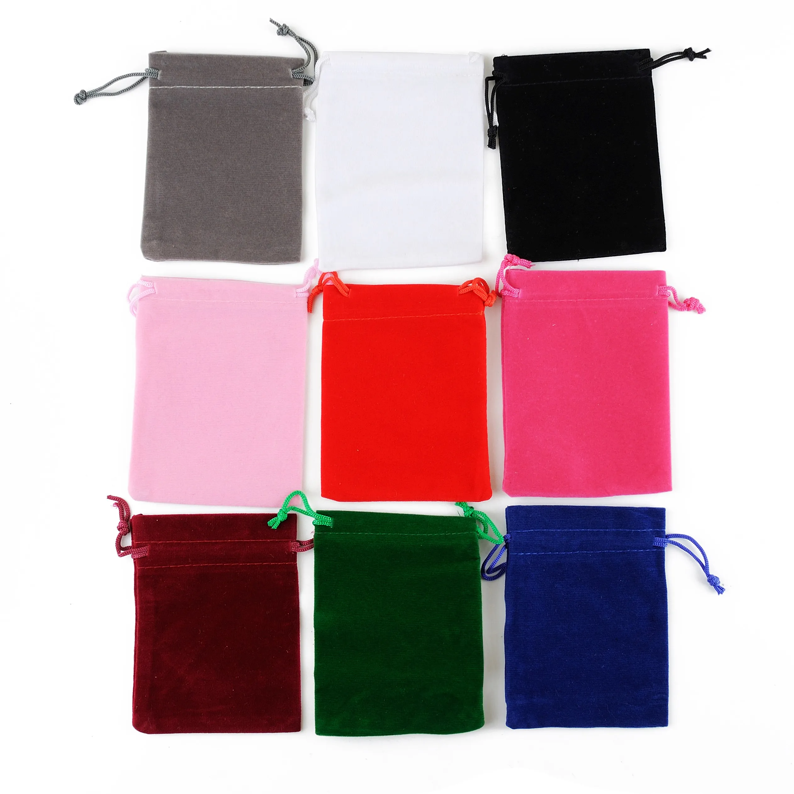 Stock Red Assorted 9 Colors 7*9CM Watch Jewelry Wrapped Velvet Drawstring Pouch Bags