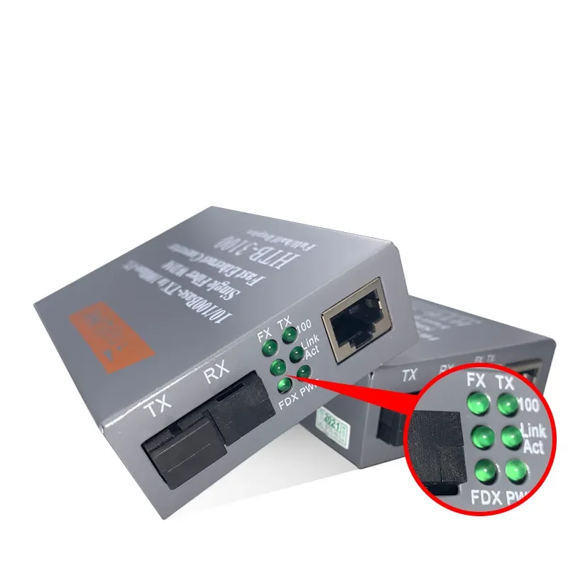 FTTH Fiber Optic Media Converter Simplex Optical Transceiver HTB 3100 Netlink 25km A/B Fiber Media Converter RJ45 Network Cable