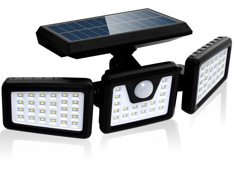 THREE HEADS ANGLE ADJUSTABLE OUTDOOR PIR SENSOR ACTIVATED SOLAR WALL LAMP