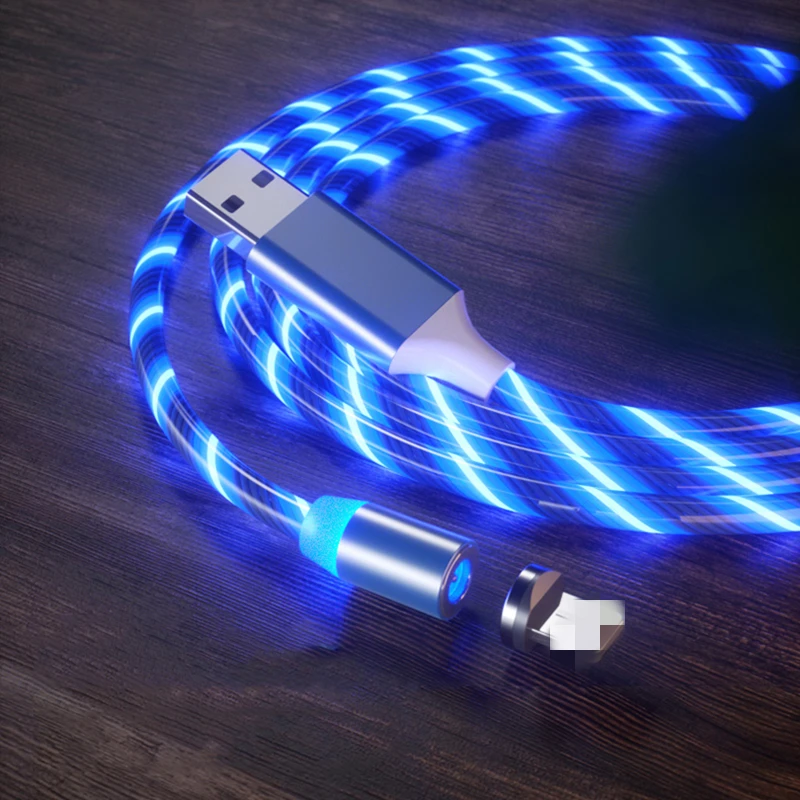 Магнитные usb-кабели для быстрой зарядки оптом, светящиеся аксессуары для телефонов, кабель usb, Светодиодный светящийся кабель для передачи данных для iphone
