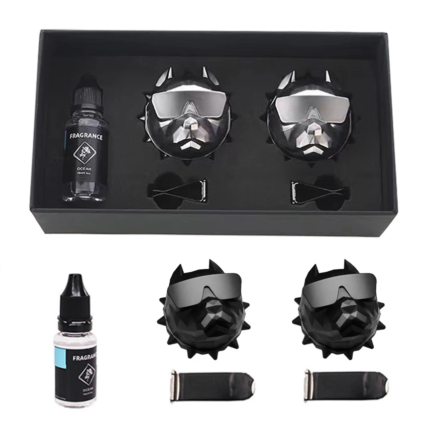 2021 hot sale Creative Bulldog Head With Sunglasses Aromatherapy Vehicle Decoration Vent Perfume Clip Car Air Freshener