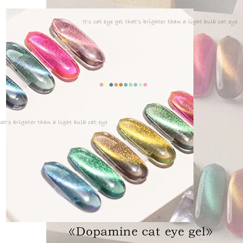 HS Custom Logo ladopacat eye  Gel TPO HEMA  HEPA Silver Magnetic Soak Off UV Spar Cat Eye Nail Gel Polish