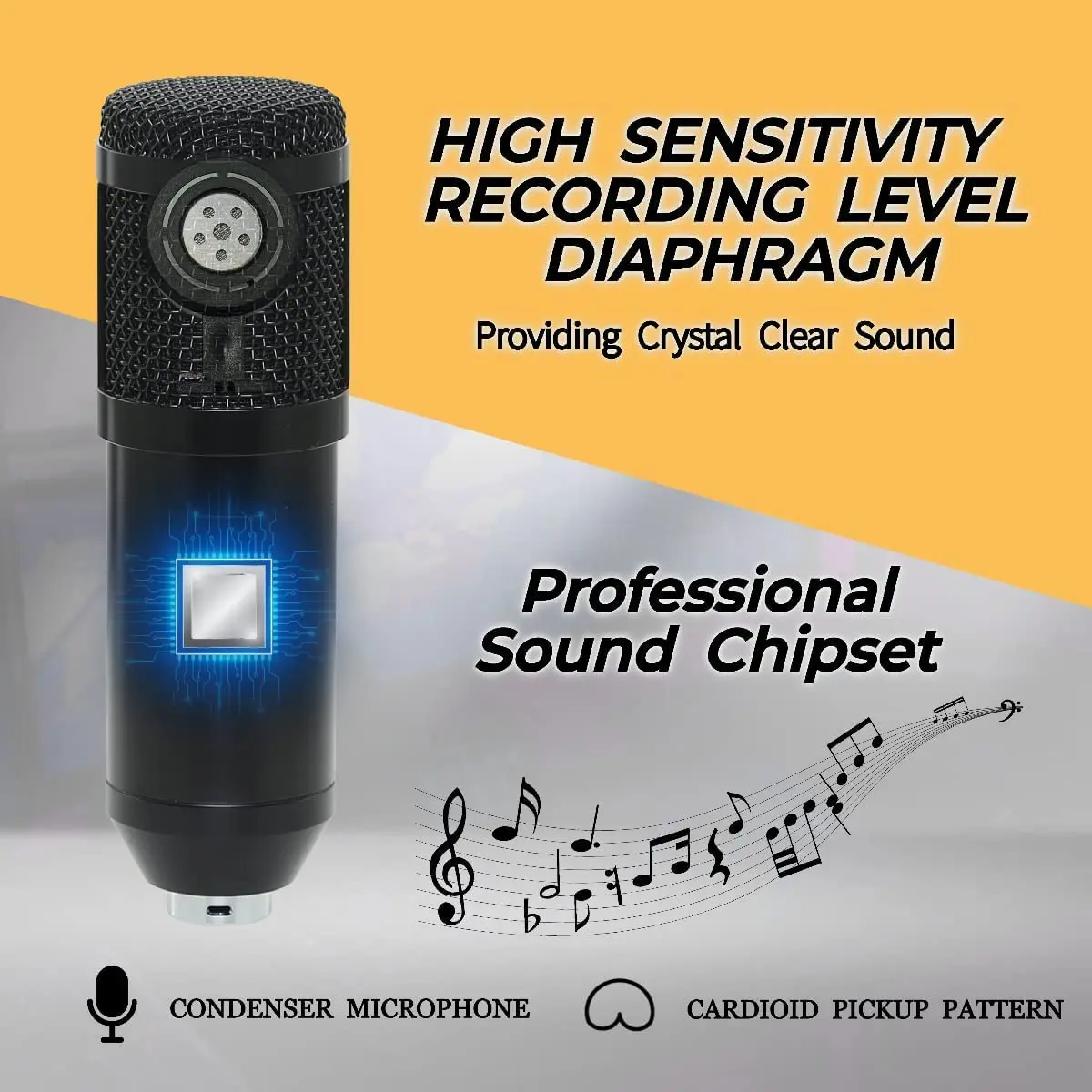 Компьютер Подкаст конденсаторный кардиоидный металла комплект USB микрофон