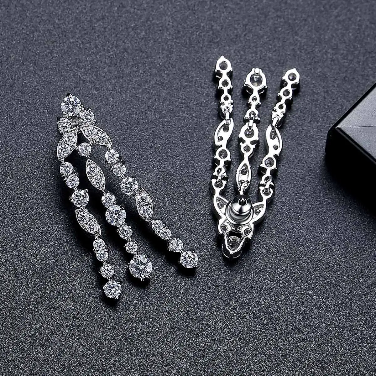 LUOTEEMI Fashion New Brand Wholesale Women Luxury Zircon Diamond Bridal Long Tassel Wedding Earrings for Women