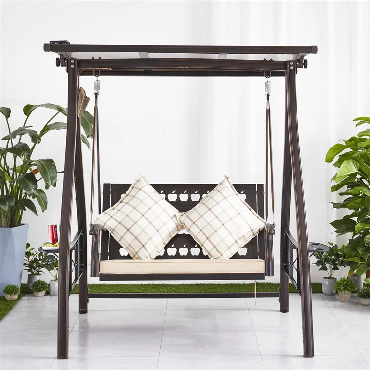 Hot Selling Leisure Aluminum Outdoor Patio 2 Seats  Swing With Padding Canopy for Courtyard Garden