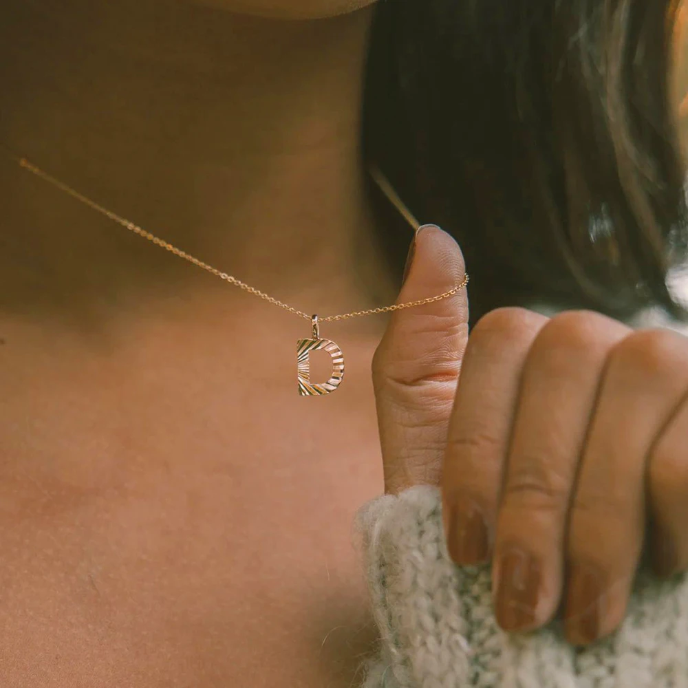 Dainty women 316 stainless steel gold plated tiny a-z 26 initials pendant letter alphabet necklace jewelry