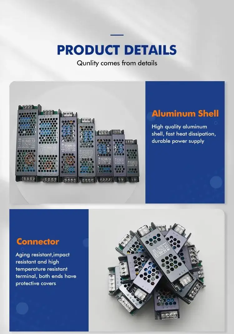 High Quality Ultra Thin 12V 24V Slim Led Driver Switch Led Power Supply for Led Strips