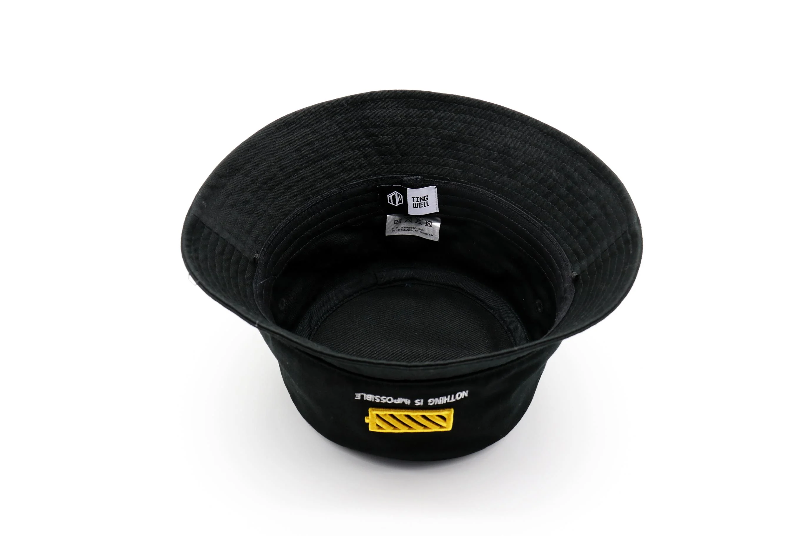 Wholesale Custom Bulk Black Cotton Bucket Hat With Flat Embroidery/Wide Brim