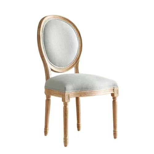 French Louis Round Back Wooden Nordic Upholstered Chesterfield Dining Room Chair