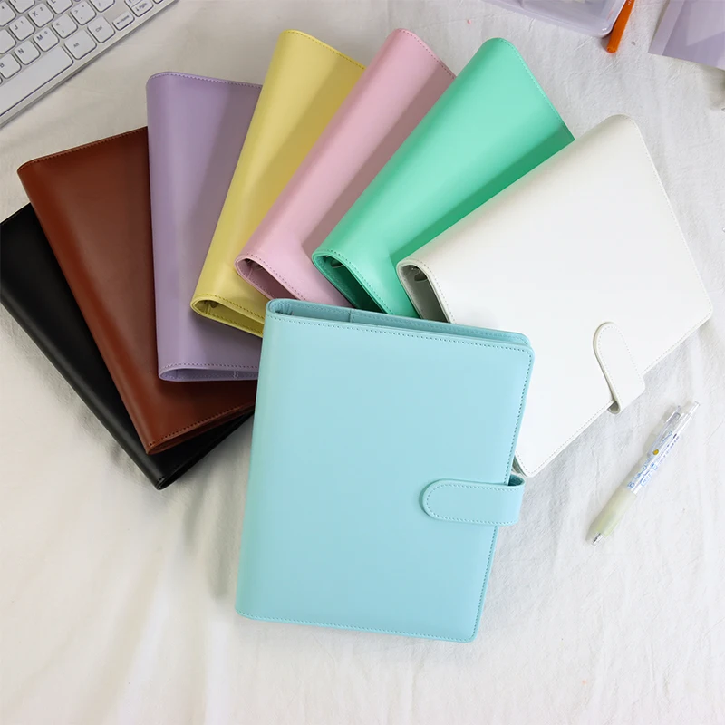 A5 6 Metal Leather Notebooks Ring Six Holes Pu A6 Leather Ring Binder With Card Holder For Budget Saving Binder Personal