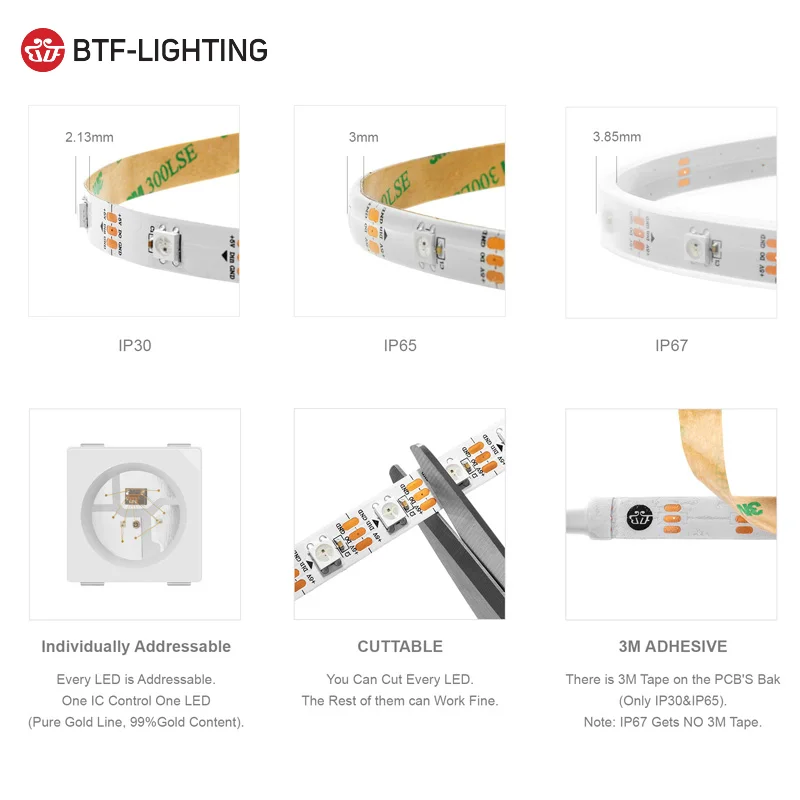 5V WS2812B Led Strip 5m 30 60 96 100 144 Pixel IP65 Black PCB WS2812B Led Digital Strip