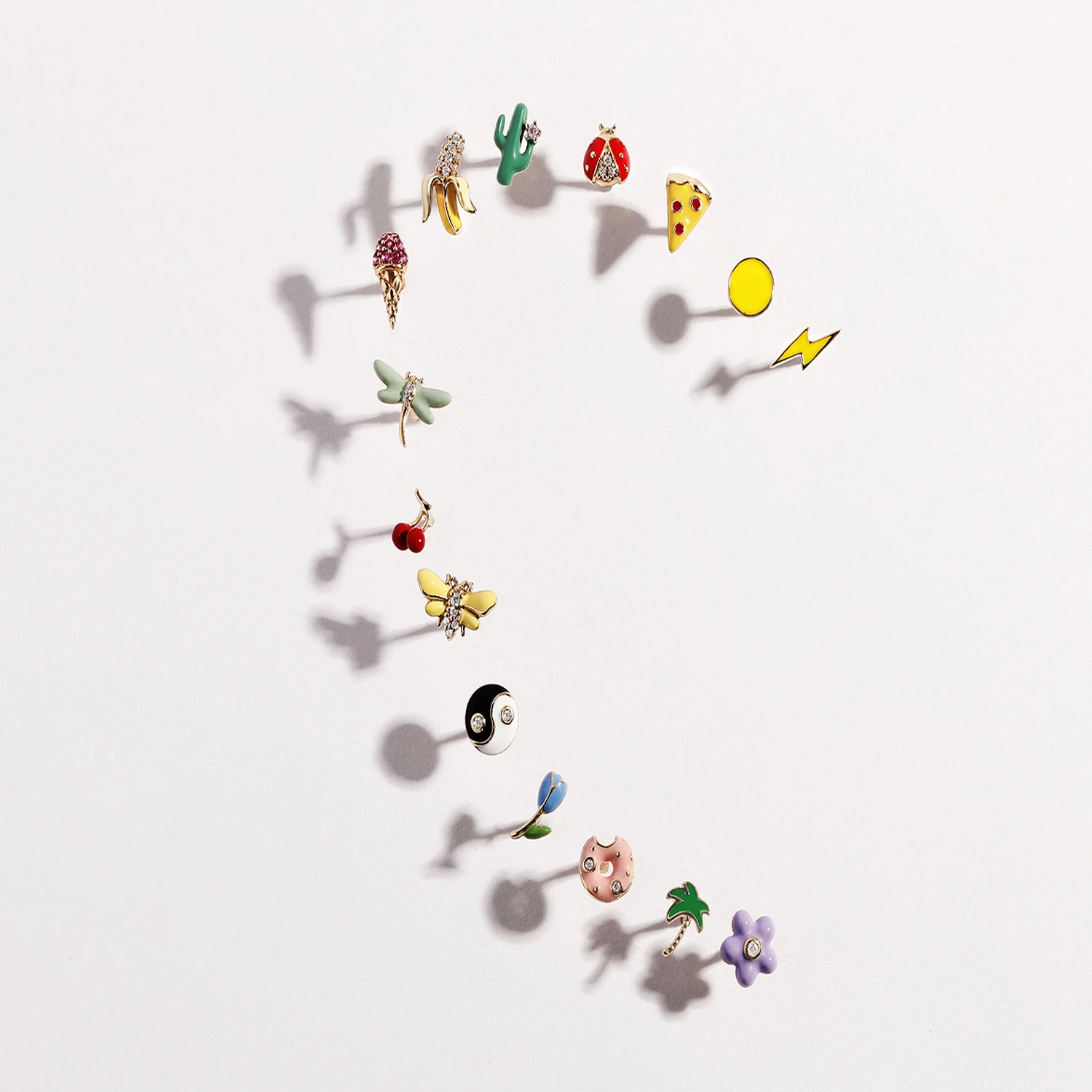 Mercery Fine Jewelry OEM ODM Handmade 14K Real Gold Huggies Custom Jewellery Trendy Cute Sign Face Lemon Earings Jewelry Women