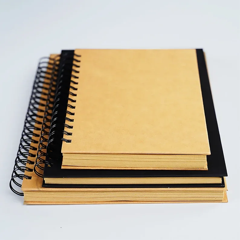wooden mini planner kids composition meeting pu leather hardcover  spiral notebook with pen