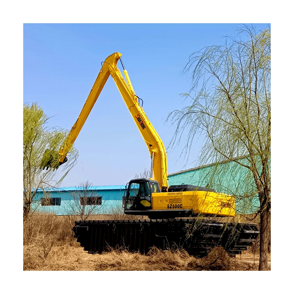 China Mountain Heavy Industries Manufacturing Multipurpose Land and Water Dual Purpose Excavators Floating Amphibious Boats for
