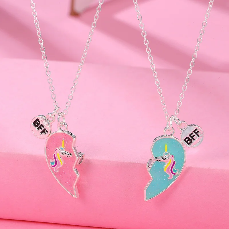 BFF 2 шт./компл. комплект из цепочки и ожерелья с подвеской надписью Best Friends Forever Broken Heart Couple Unicorn