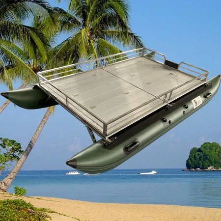 Beileji Lure Fishing  PVC pontoon catamaran inflatable boat for hot sale