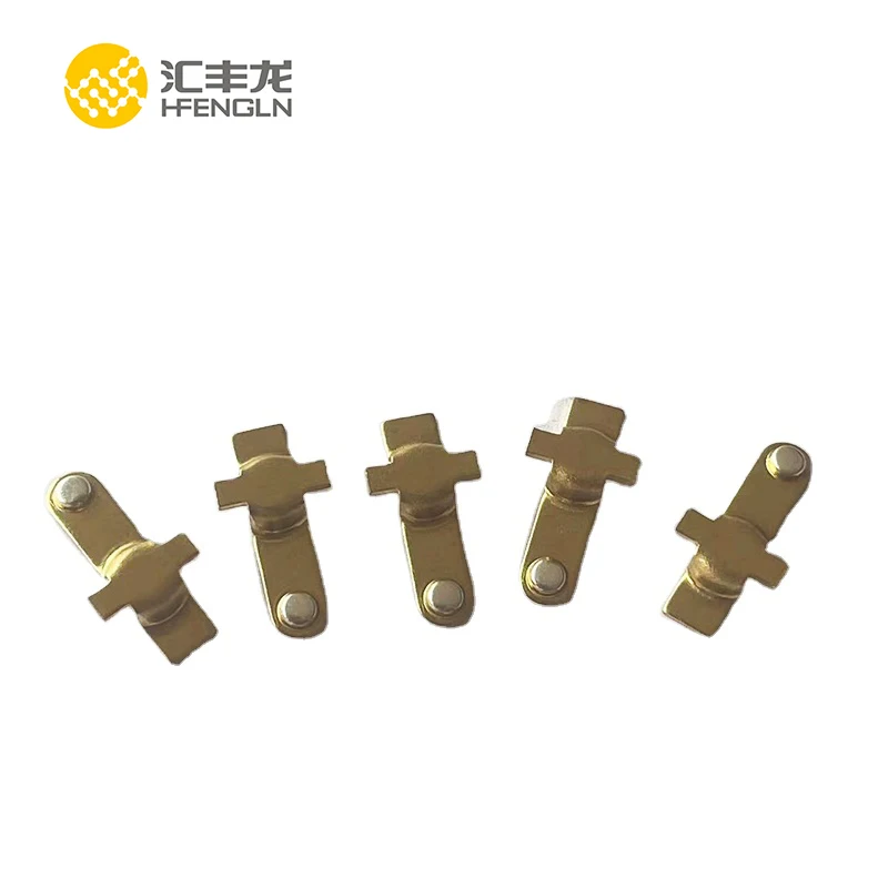 Customize brass copper terminal with silver contact rivets metal stamping parts