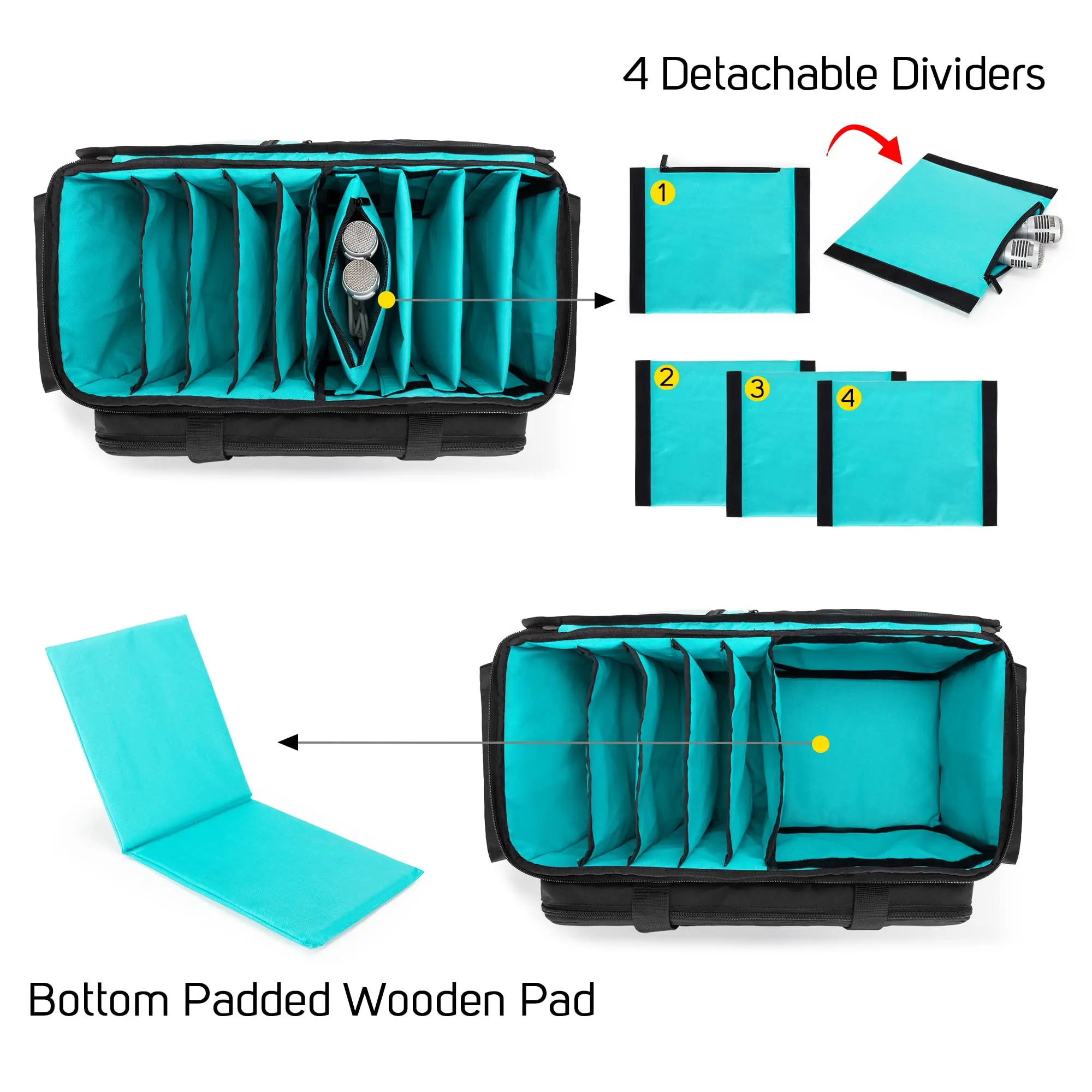 QQgift 2024 New OEM Custom High Quality Adjustable Sound Equipment Instrument Musicians Bag With Detachable Padded Dividers