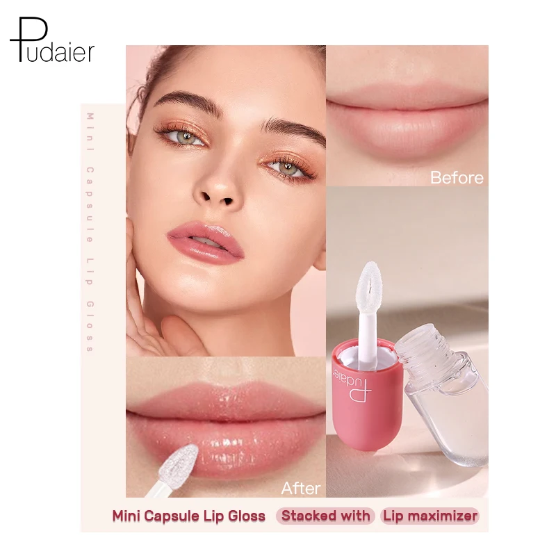 Pudaier Mini  Color Changing Lipgloss Private Label Clear Lips Plumper Oil  Glitter Lip Gloss