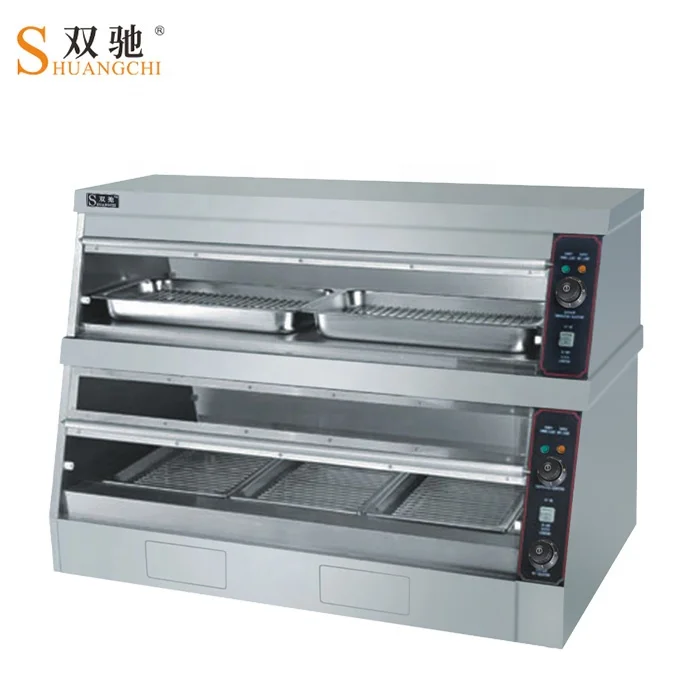 Full stainless steel KFC use glass display cabinets commercial  hot food display cabinets fried chicken warmer