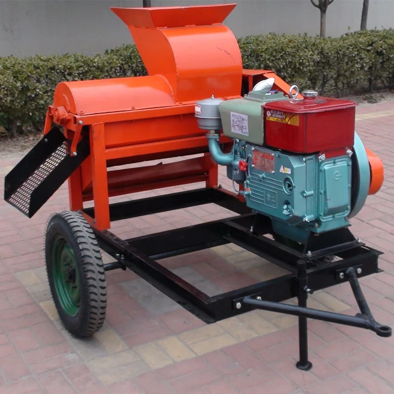 Multifunction trailed type 5TYM-850 diesel motor power corn sheller peeling machine