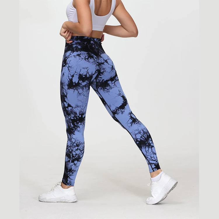 Private Label Yoga Pants Para Mujer Workout Tights High Waist Women Tie Dye Seamless Scrunch Butt Leggings For Women