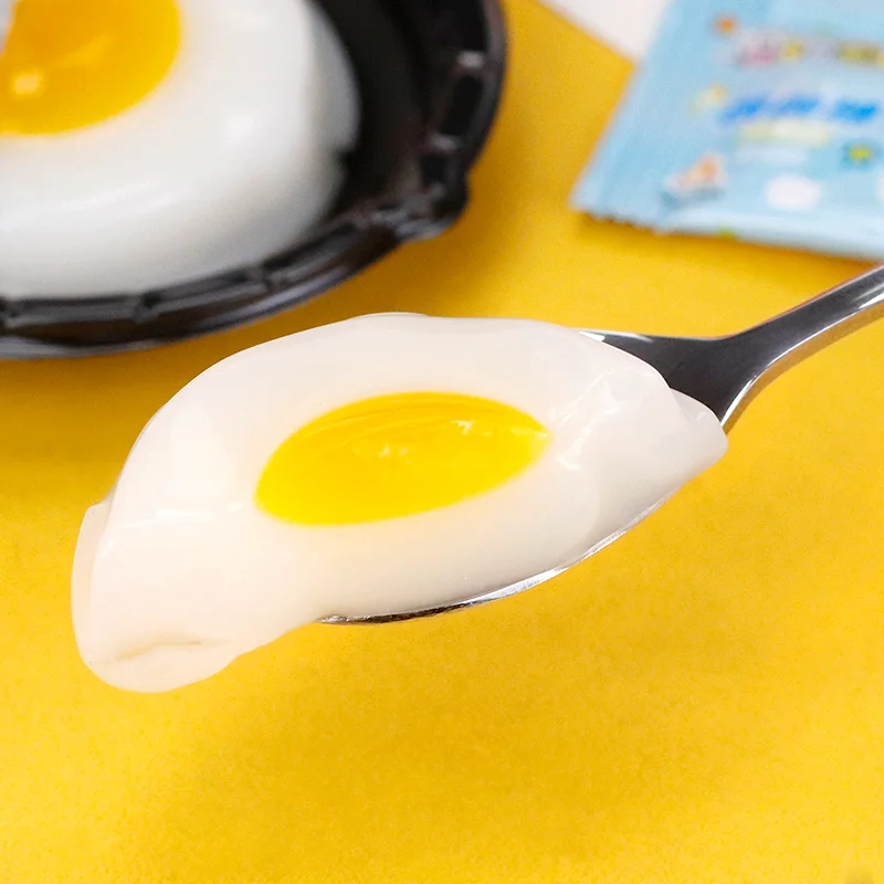 Hot Sale 18G Halal Individually Wrapped Soft Gummy Fried Egg Jelly Candy With Pop Candy