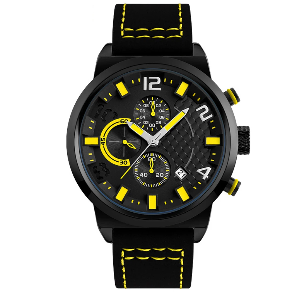 Best Men Japan Quartz Movement watch Chronograph Style Leather strap Quartz Men Luxury Wrist Watches