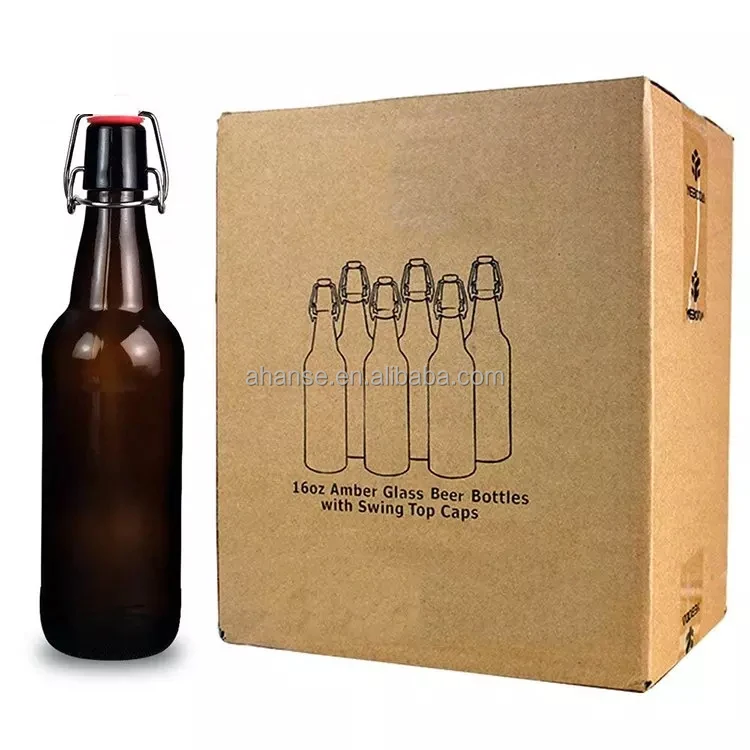 Wholesale empty amber dark brown beer glass bottle 250 ml 300 ml 330 ml 500 ml 650 ml 750 ml 1000 ml glass bottle for beer juice