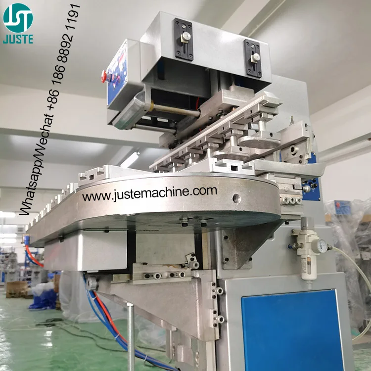 6 Colors Easy Pad Printing Machine Conveyor Semi-Automatic Pad Printer For Wristbands Neck Care Label Nylon Ribbon Micro Sd Card