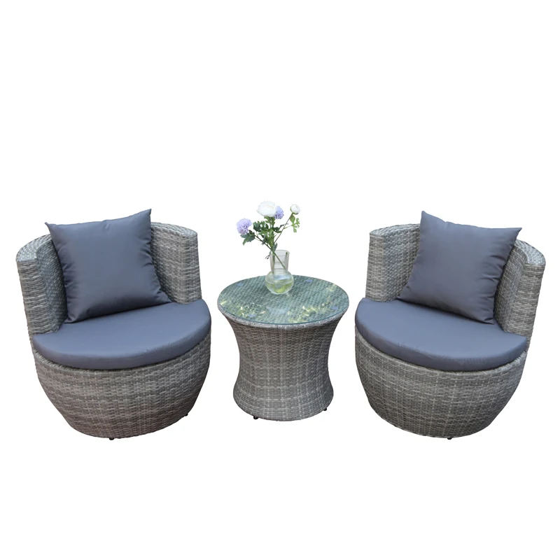 balcony set Vase shape rattan patio garden Outdoor Stacked table and chairs set for courtyard and villa