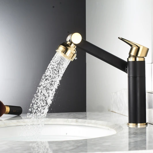 
black gold Adjustable Rotatable bathroom basin faucet 