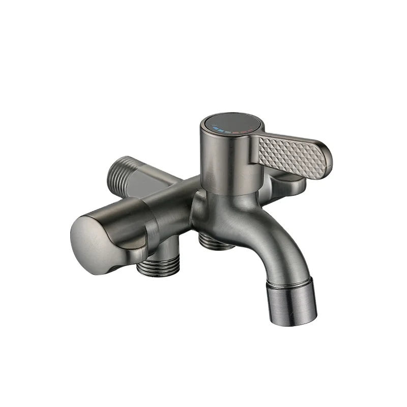 Factory Hot Sale Multi Function Basin Faucet Water Tap Brushed Gun Gray 3 Handle Control Washbasin Faucets Wall Mount